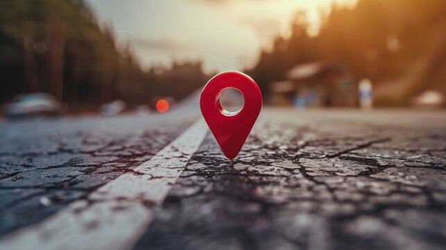 Red Pin GPS location symbol icon sign maps Place Business location route graphic road mark destination