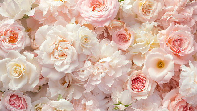 Petal Panorama: Background Bursting with Pale Roses