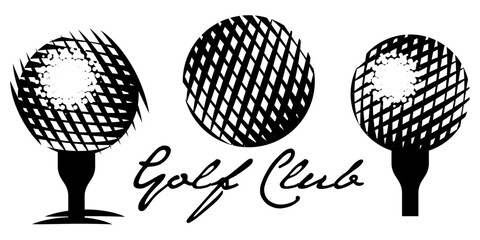 Set of sports vector templates with golf ball. Vector illustration.