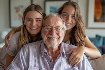 Grandpa with granddaughters