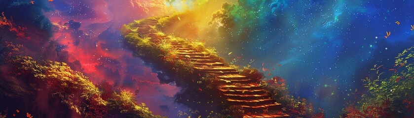 Stairway to Heaven  Ascending Pathway Leading to the Divine - obrazy, fototapety, plakaty