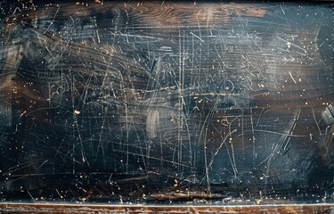 A close-up on a worn blackboard, hinting at years of academic history - obrazy, fototapety, plakaty