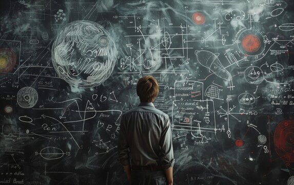 Theoretical physics concepts in chalk, a window into the mind of a scientist