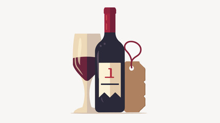Wine price tag vector glyph flat icon 