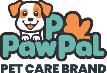 Obraz premium Modern mascot logo of friendly cartoon dog for a pet care brand named 'PawPal'.AI generative.