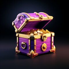 3d icon, one cartoon toy Treasure Box,3d lllustration, sleek, game props сreated with Generative Ai