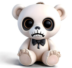 Mexican Floral Skull Teddybear, Calavera Day Of The Death Celebration Sugar Skull Styled Design, 3D PNG File