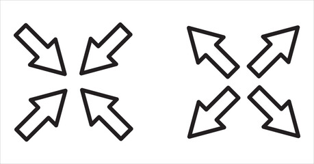 Expand size icon zoom icon. Enlarge vector symbol. Simple zoom arrow icons. expansion and contraction icon set. EPS10