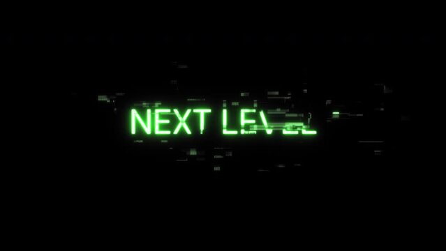 Next level text with screen effects of technological failures. Spectacular screen glitch with various kinds of interference. Looped