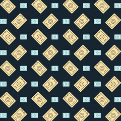 Bank vault charming trendy multicolor repeating pattern vector illustration background