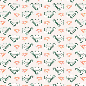 Toolbox adorable trendy multicolor repeating pattern vector illustration background