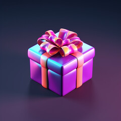 Fototapeta premium 3d icon, one cartoon toy gift box,3d lllustration, sleek, game props сreated with Generative Ai