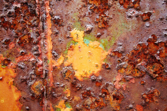 Close-up detail of the surface of rusting machinery; Arnastapi, Snaefellsnes peninsula, Iceland