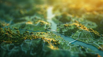 Simplistic travel waypoints marked on a fluid map for ease of reference