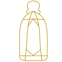 outline gold old fashioned flashlight, hand drawn ramadan lantern