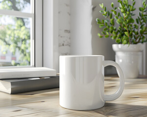 White ceramic coffee mug mockup, just overlay your quote or design on to the image.