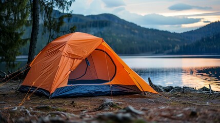 Vivid orange dome tent exuding pristine simplicity in its design