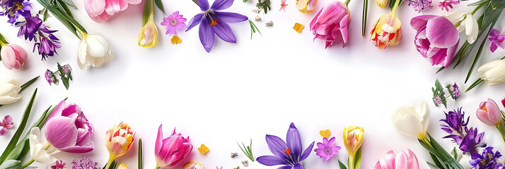 Rahmen aus Frühlingsblumen mit Textfreiraum