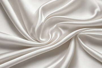 Beautiful background luxury cloth with drapery and wavy folds of white silk satin material texture - obrazy, fototapety, plakaty