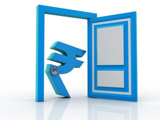 Rupee currency . 3D rendering illustration