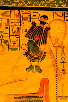 Artwork depicting depicting Ramses II at Tomb of Nefertari, Valley of the Queens in Luxor, Egypt; Luxor, Egypt