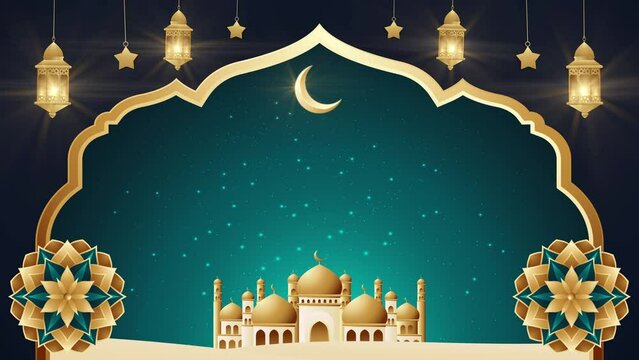 Gold Islamic background in seamless loop