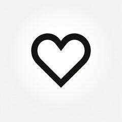 heart in the style of minimalist black line icon on a white background, clean and rounded edges сreated with Generative Ai