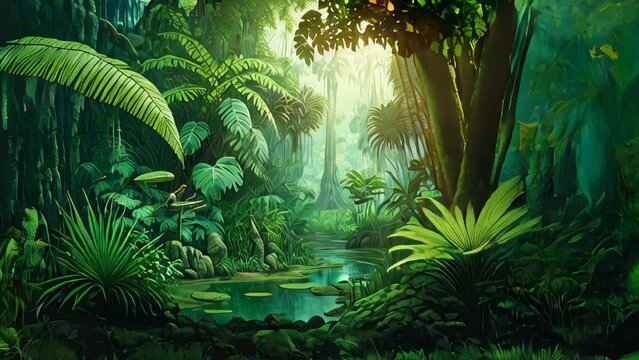 Around 10,000 BC, tropical forests were lush, diverse, and full of life. The climate was generally warmer and wetter, which supported dense vegetation and a wide range of species. Game background.