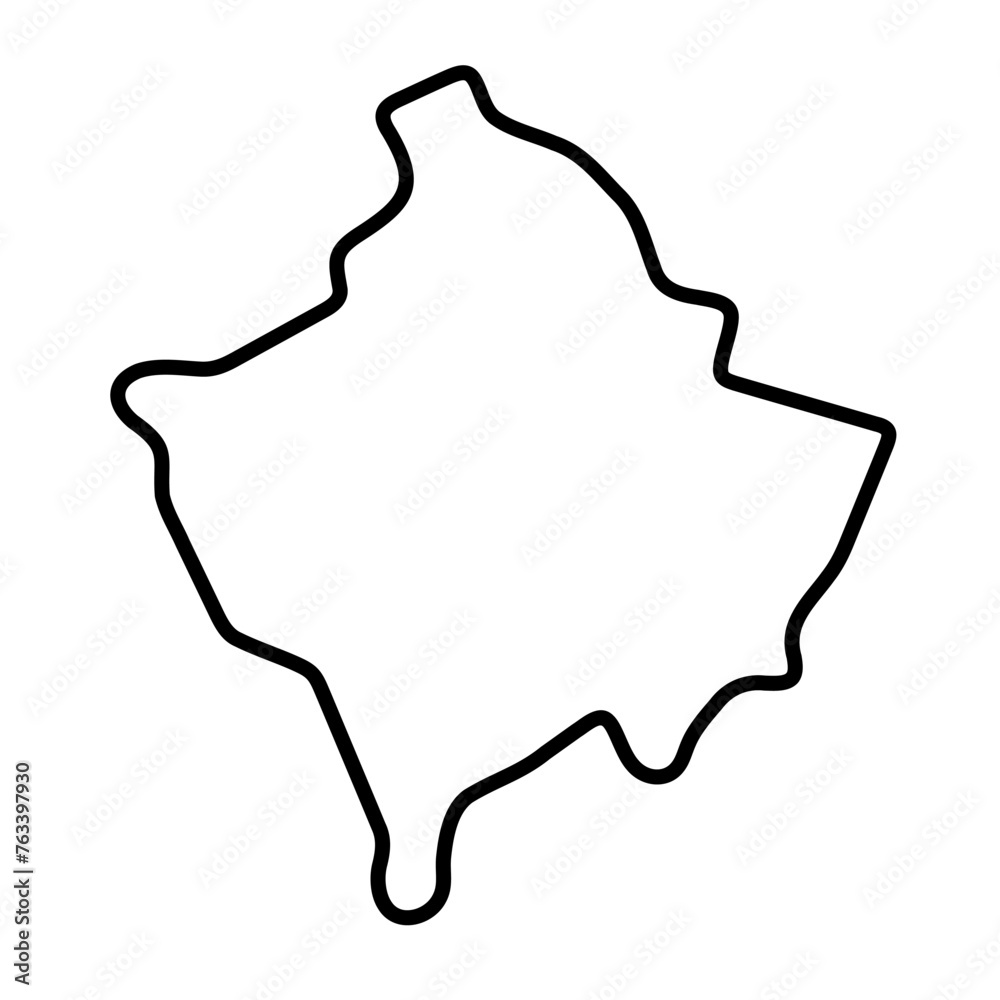 Wall mural Kosovo country simplified map. Thick black outline contour. Simple vector icon - Wall murals