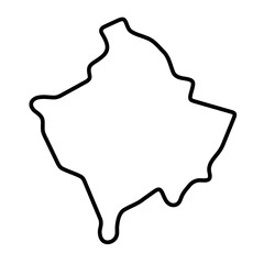 Kosovo country simplified map. Thick black outline contour. Simple vector icon