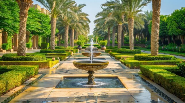 Getaway destination of luxury resort hotel or palace garden landscaping design