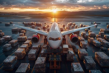Air cargo freighter Logistics import export goods of freight global, Process of handling