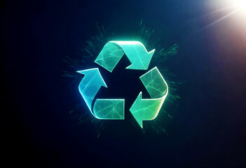 a recycle symbol that is green and blue