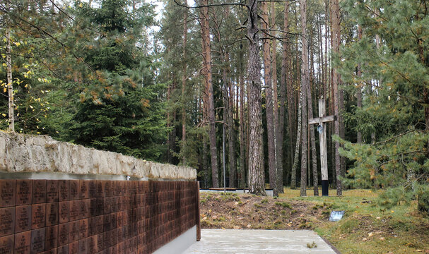 The Polish Katyn Cemetery in Smolensk, Russia, where about 22,000 Polish officers, politicians, journalists, and professors were summarily executed