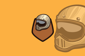 motorbike rider logo with helmet and skull image