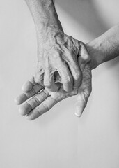 Body parts of elderly people who have symptoms of muscle and joint abnormalities, pain, and...