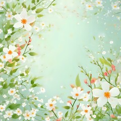 Obraz na płótnie Canvas Nature’s Artistry: Floral Frame in Soft Green 
