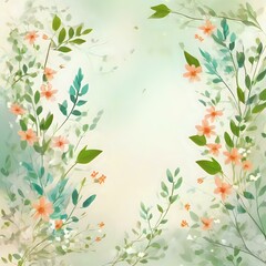 Fototapeta premium Nature’s Artistry: Floral Frame in Soft Green 