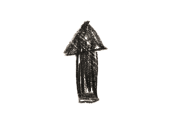 A photo of a black arrow pointing upwards on a white background. A symbol for illustrations, logos and graphics.