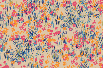 gentle bright tiny flowers pattern For summer print dress - obrazy, fototapety, plakaty