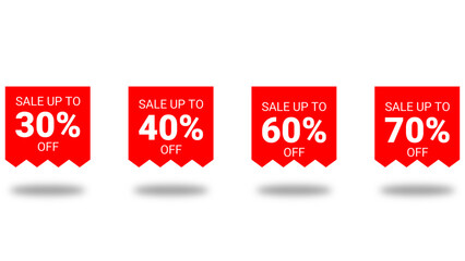 30%, 40%, 60%, 70%, percent discount sale off red tag, label. emblem sale offer, badge price discount number. stamp Flat offer, sticker clearance sale. Finance product emblem.-24