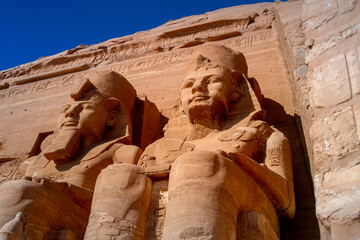 Abu Simbel temples, at the entrance to the Great Temple of Ramesses II, Aswan, Egypt