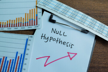 Concept of Null Hypothesis write on paperwork isolated on wooden background.
