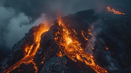 Drone footage of Iceland volcano eruption