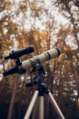 Telescope for bird and animal observing in nature.
