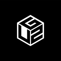 UZG letter logo design with black background in illustrator, cube logo, vector logo, modern alphabet font overlap style. calligraphy designs for logo, Poster, Invitation, etc.
