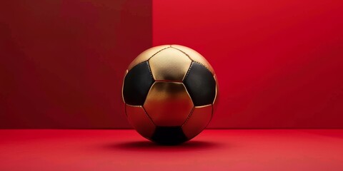 Soccer Football Minimalism Illustration Background in the Colors Gold, Black and Red created with Generative AI Technology