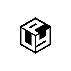 UYP letter logo design with white background in illustrator, cube logo, vector logo, modern alphabet font overlap style. calligraphy designs for logo, Poster, Invitation, etc.