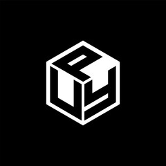 UYP letter logo design with black background in illustrator, cube logo, vector logo, modern alphabet font overlap style. calligraphy designs for logo, Poster, Invitation, etc.