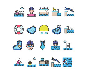 Swimming icons pack